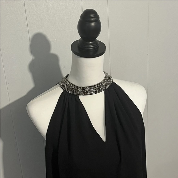 White House Black Market Halter Top Embellished Collar Sleeveless Black S - Picture 2 of 11